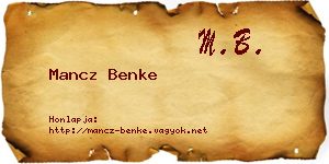 Mancz Benke névjegykártya